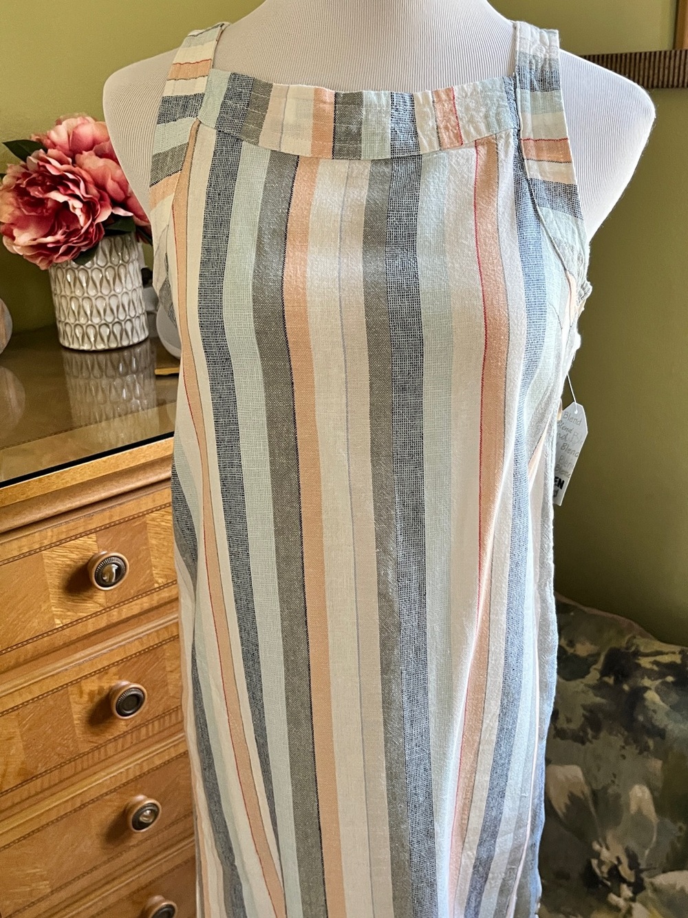 For Cynthia Striped Sleeveless Dress - Peach, Blue, Gray, Cream, Tan…NWT